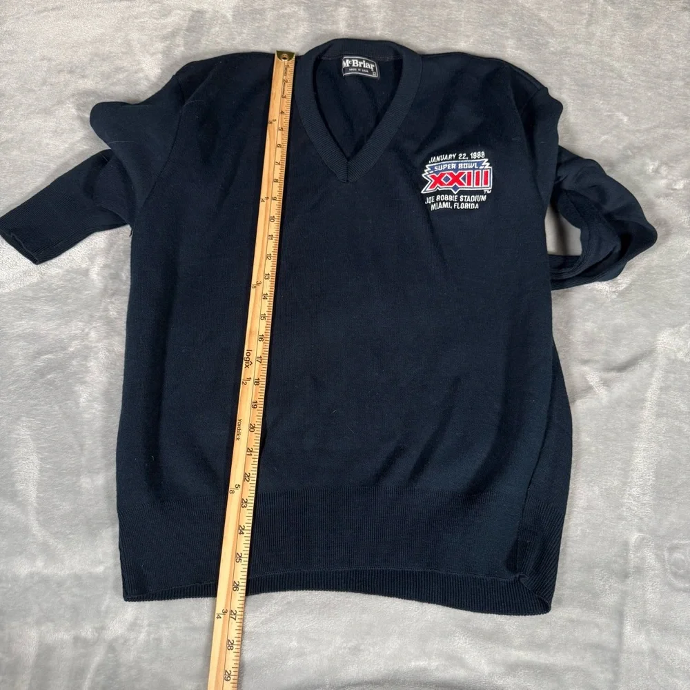 Vintage NFL Superbowl XXIII V Neck Sweater Mens L Acrylic Miami Florida 1989 80s